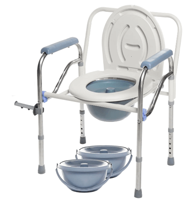 Ingrijire personala - WC de camera din aluminiu si plastic dur, sarcina 100 kg, inaltime reglabila, cu suport hartie igienica, toaleta mobila cu inaltime reglabila, 2 x vase de colectare