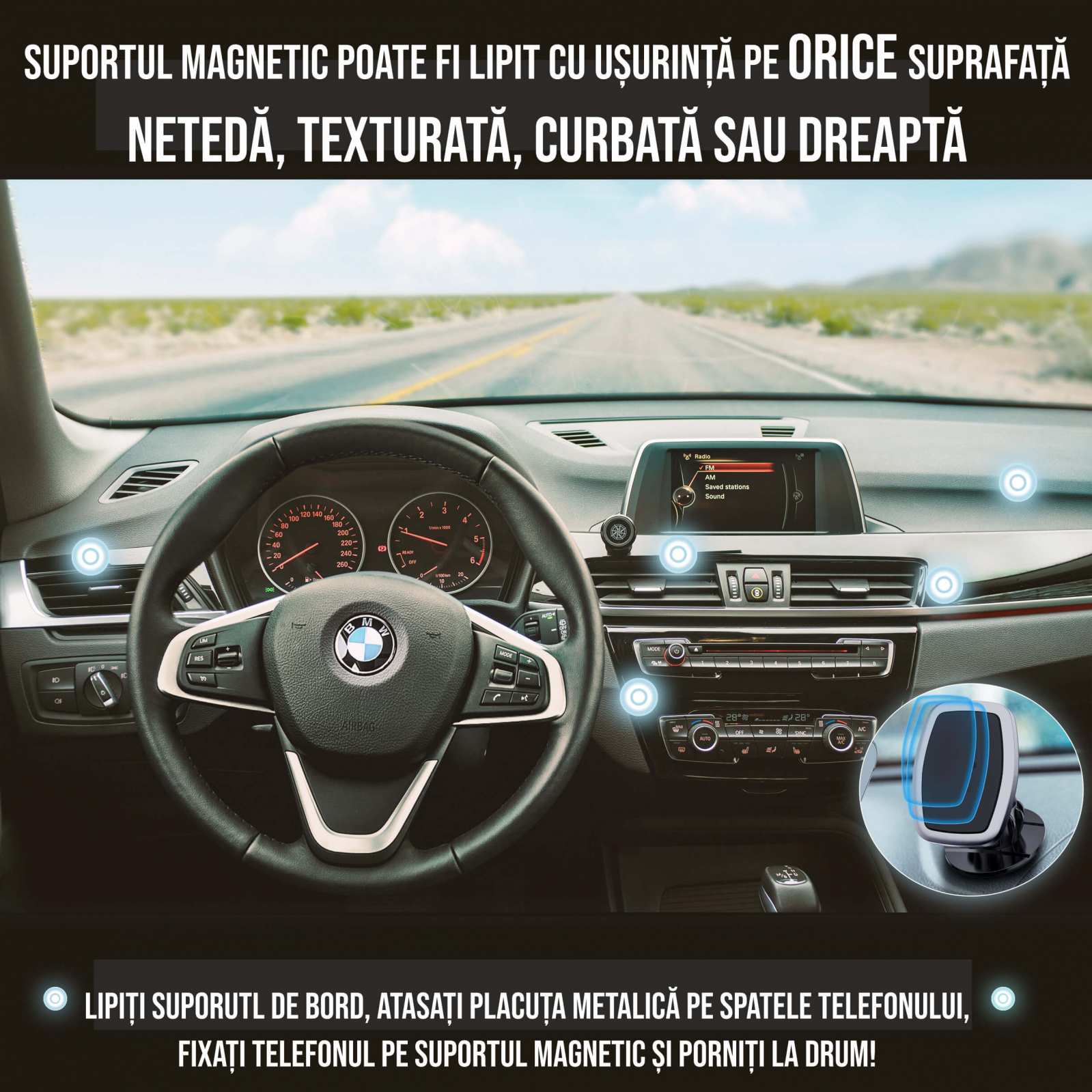 Suport Auto Telefon, Universal, Prindere prin Ventuza, Posibilitate de  Rotatie Dispozitiv 360 grade - techStar