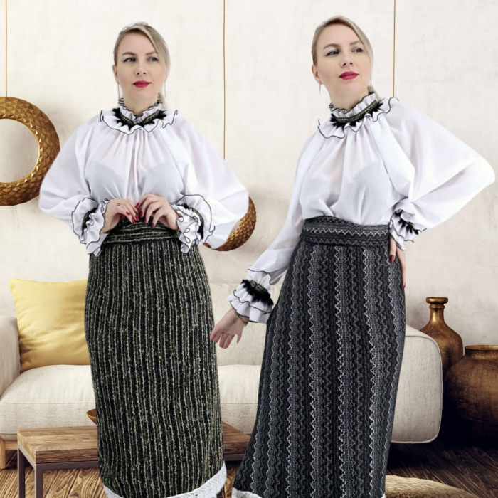 Bluza alba stilizata traditional Amalia 2