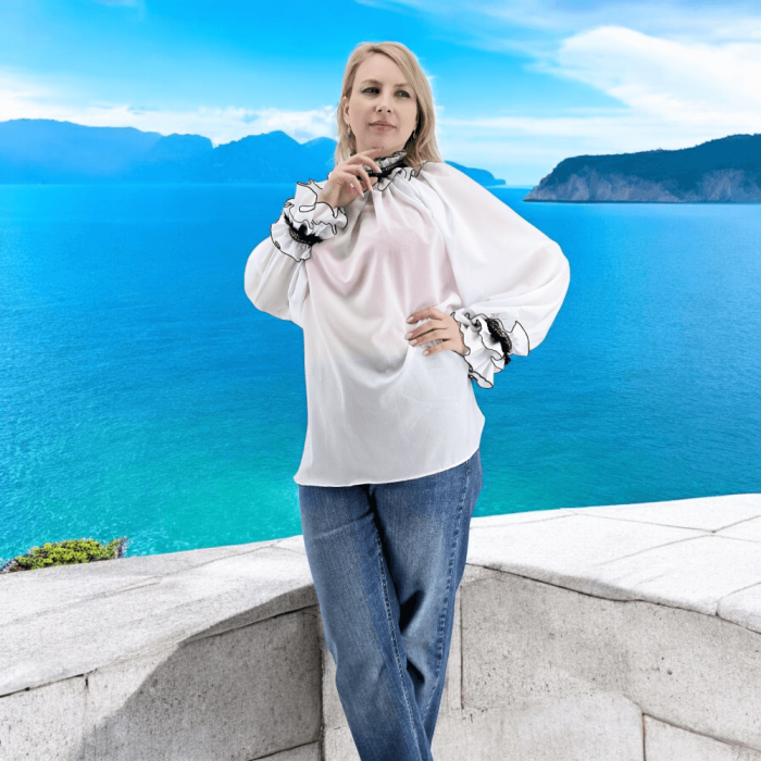 Bluza alba stilizata traditional Amalia 2 [6]