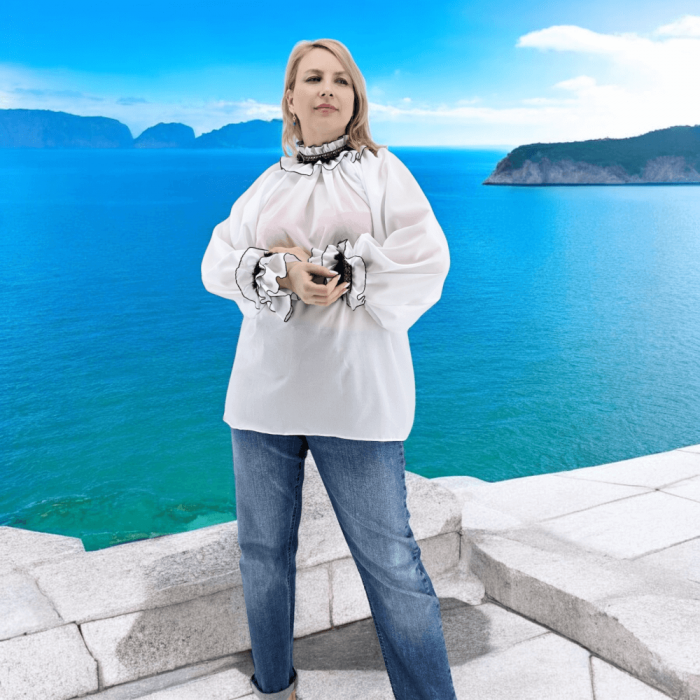 Bluza alba stilizata traditional Amalia 2 [5]