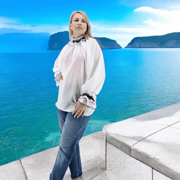 Bluza alba stilizata traditional Amalia 2 [7]