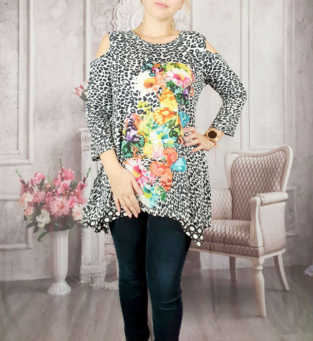 Bluza asimetrica cu imprimeu