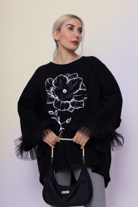 Bluza cu accesoriu floral - Mandiga [1]