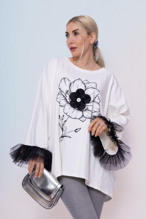Bluza cu accesoriu floral - Mandiga [2]