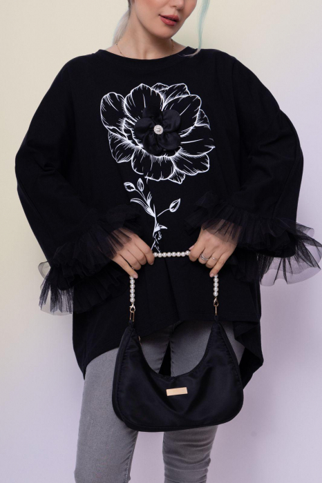 Bluza cu accesoriu floral - Mandiga [2]