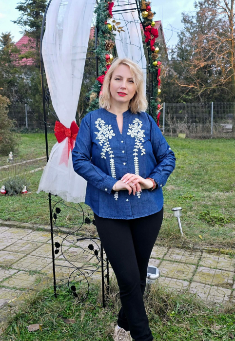 Bluza cu broderie din denim Zina [3]