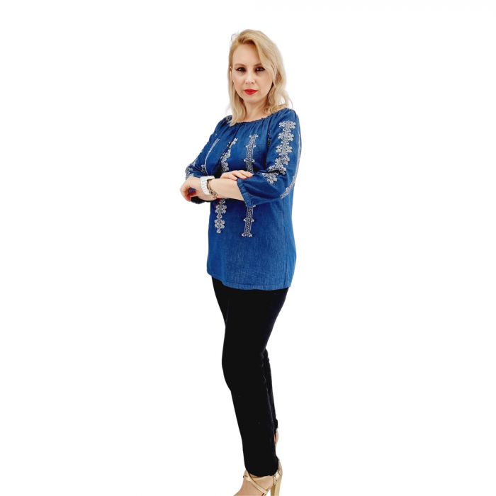 Bluza cu broderie din denim Kiara [3]