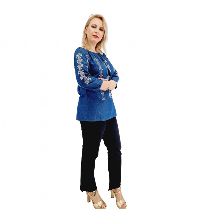 Bluza cu broderie din denim Kiara [2]
