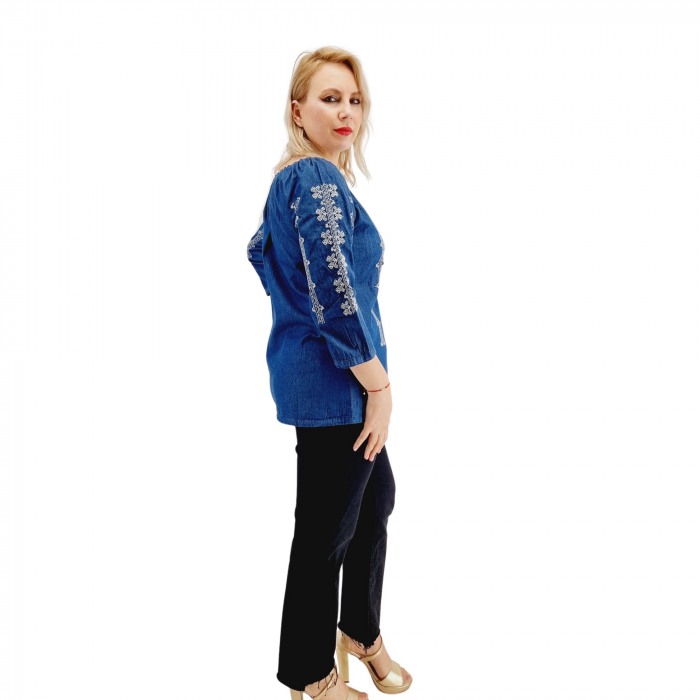 Bluza cu broderie din denim Kiara [4]