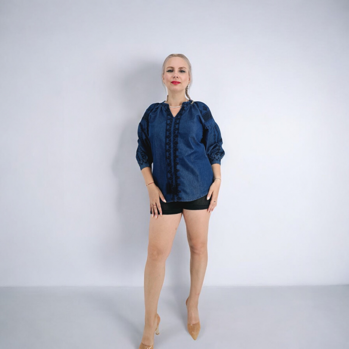 Bluza cu broderie din denim Kiara 3 [2]