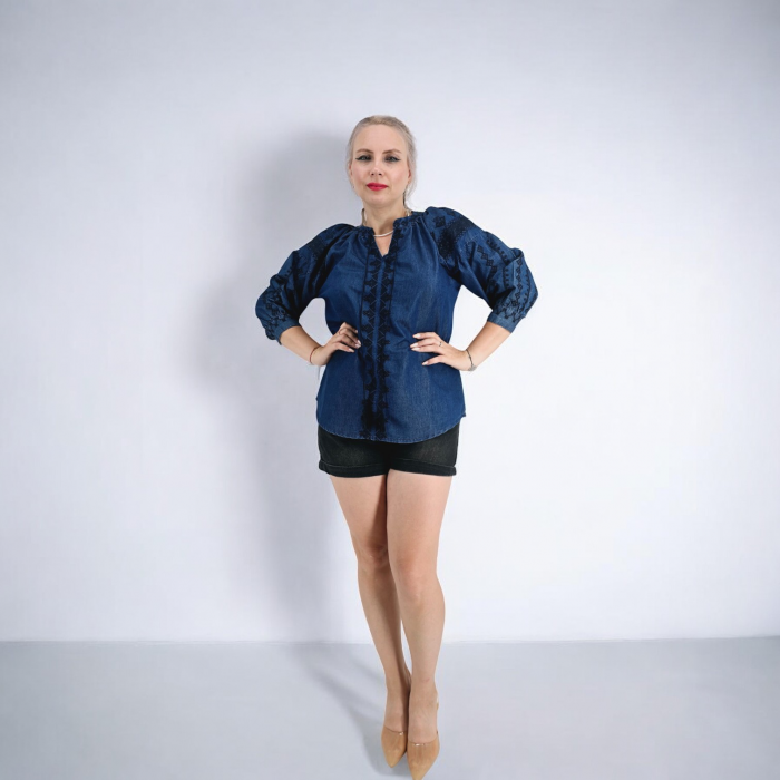 Bluza cu broderie din denim Kiara 3