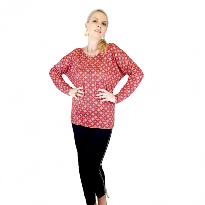 Bluza de dama cu imprimeu, maneci lungi (9)