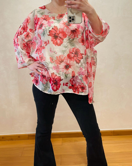 Bluza lejera cu imprimeu floral, marime universala