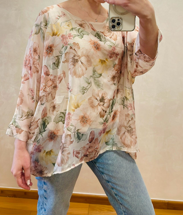 Bluză lejeră cu imprimeu floral, mărime universală [2]