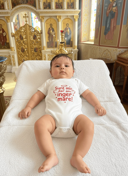 Body bebelus cu mesaj " Sunt mic dar am inger mare " [1]