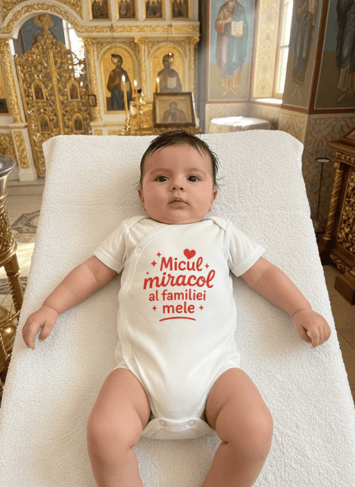 Body bebelus cu mesaj " Micul miracol al familiei mele " [1]