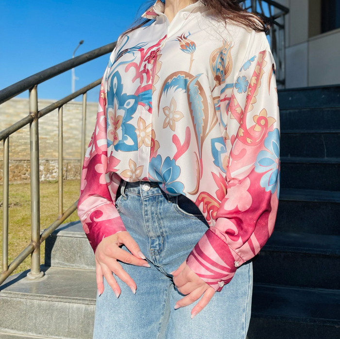 Bluză satinată Boho Chic [4]