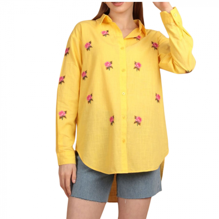 Camasa Dama cu broderie - galbena [5]
