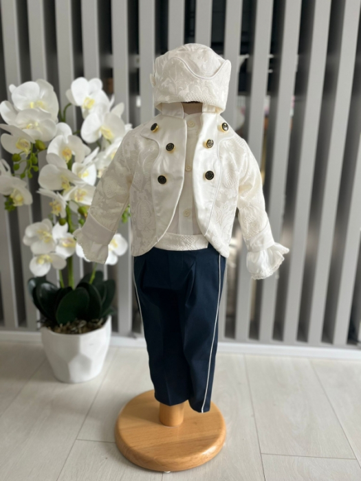 Costum Print pentru Botez - Alb si Bleumarin [2]