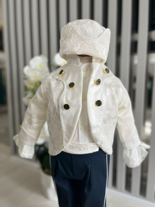 Costum Print pentru Botez - Alb si Bleumarin [6]