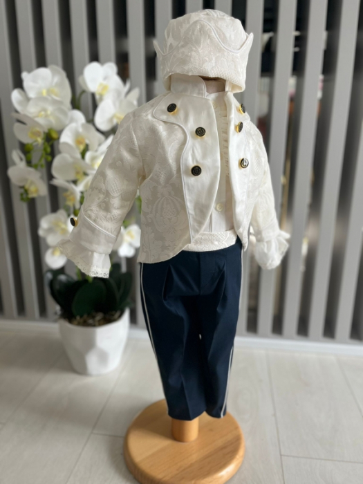 Costum Print pentru Botez - Alb si Bleumarin [5]