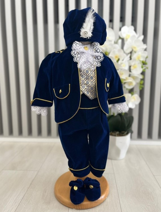 Costum Art Baieti din catifea - grena [6]