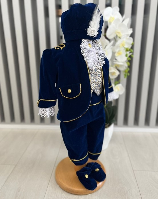 Costum Art Baieti din catifea - grena [4]