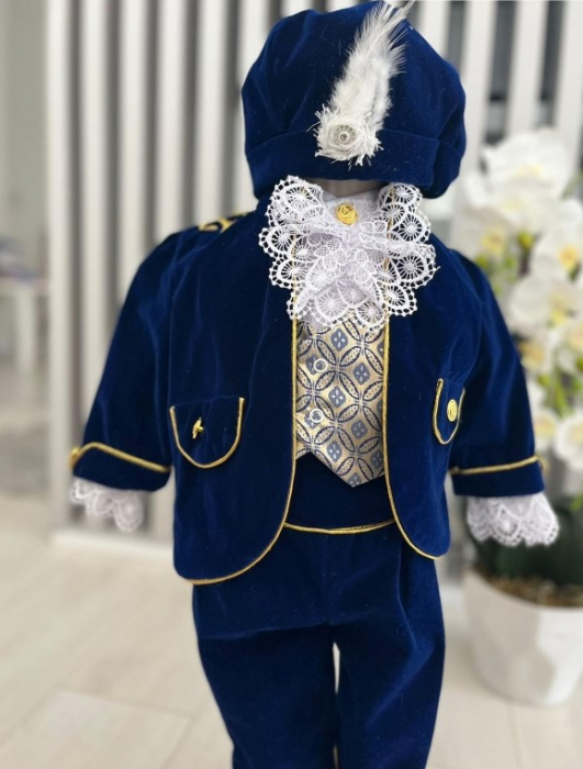 Costum Art Baieti din catifea - grena [5]