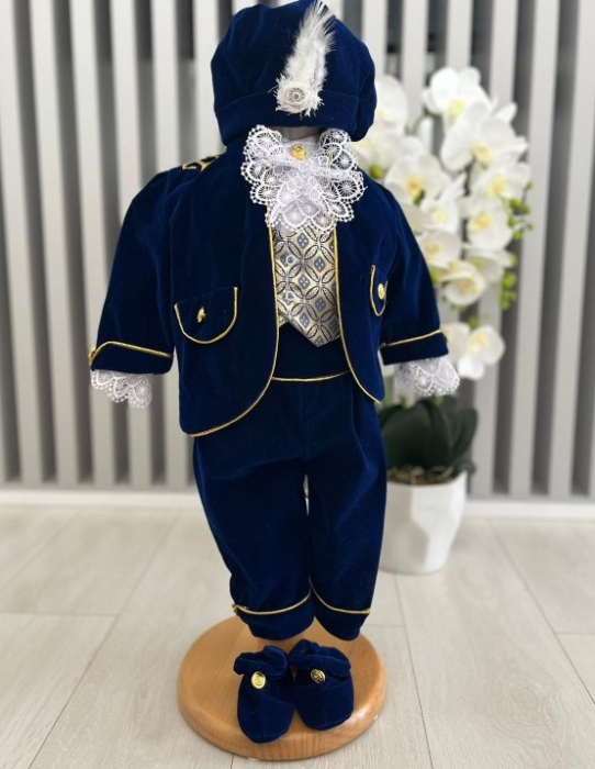Costum Art Baieti din catifea - grena [3]