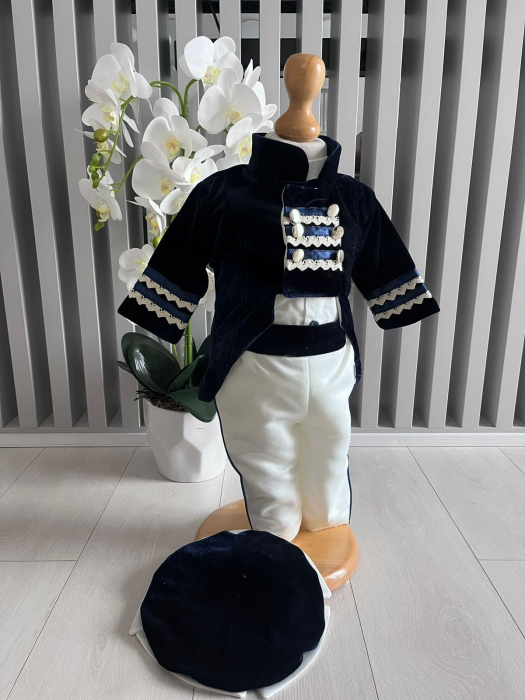 Costum de Print cu redingota pentru Botez - Bleumarin [7]