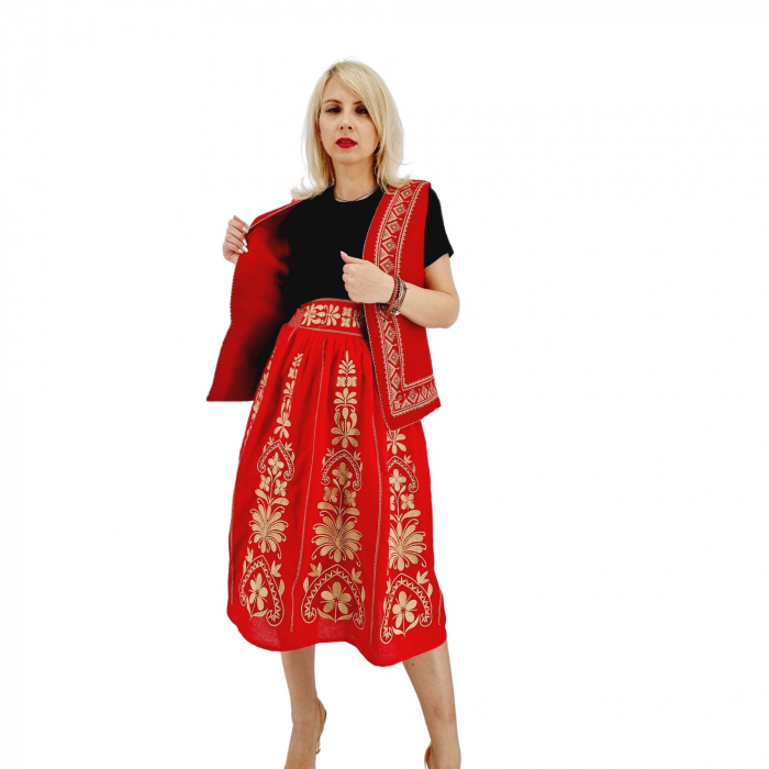 Costum Popular cu broderie traditionala Toni ( rosu ) [5]