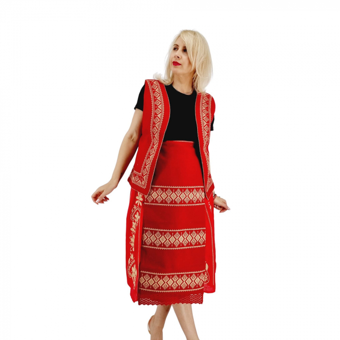 Costum Popular cu broderie traditionala Toni ( rosu ) [3]