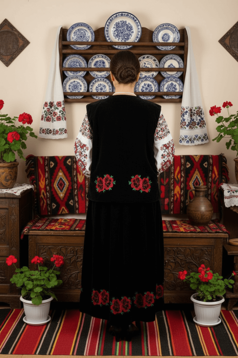 Costum Popular din catifea cu broderie traditionala Carmen 3 [2]