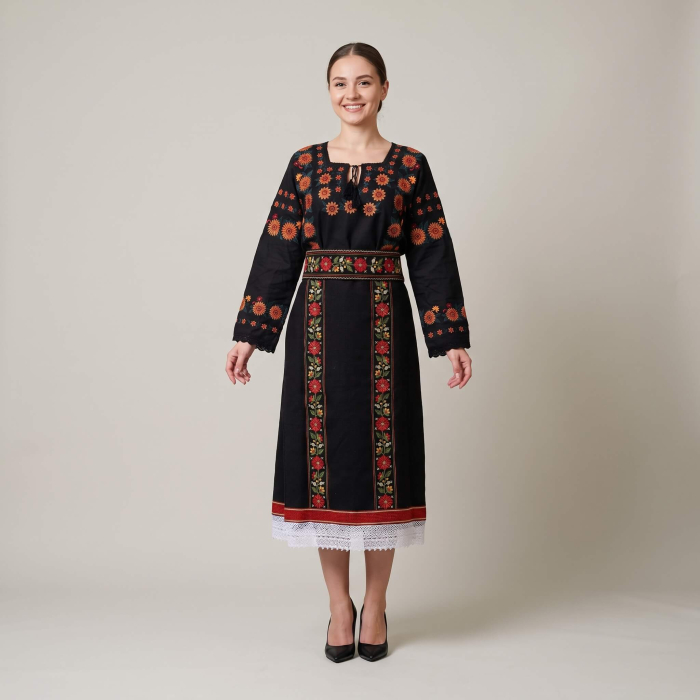 Costum popular format din catrinta , brau si ie - Robertina 10