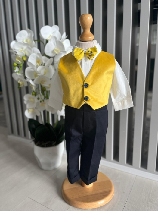 Costum Print pentru Botez - Galben si Bleumarin [2]