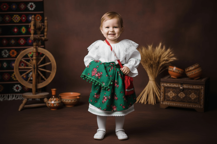 Costum Traditional Fetite 0-12 luni Model V [2]