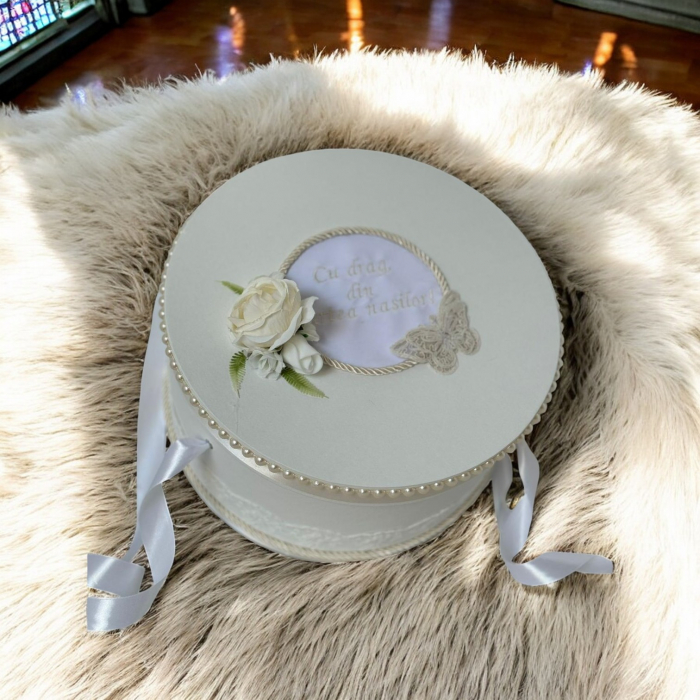 Cufar botez catifea - crem [3]