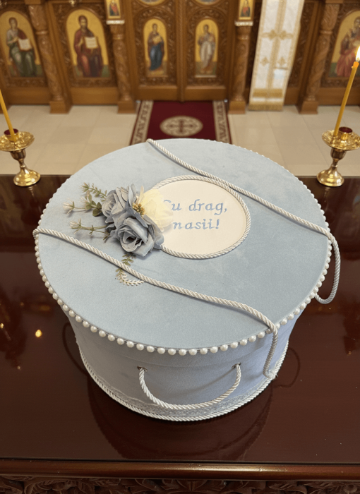 Кадифена кръщелна кутия - синя [6]