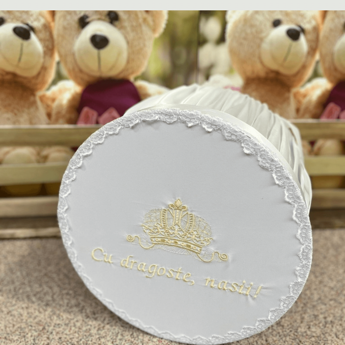 Cufar brodat botez "Cu dragoste, nasii" - Alb [2]