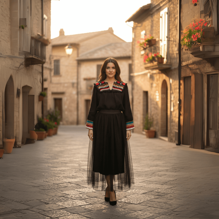 Fusta Traditionala cu tulle cu margele - Model 3 [2]