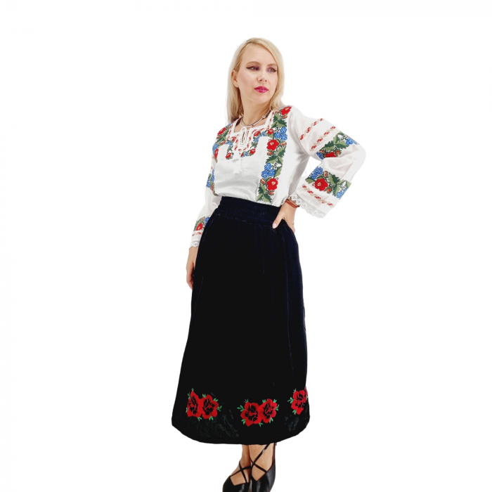 Fusta din catifea cu broderie Carmen [3]