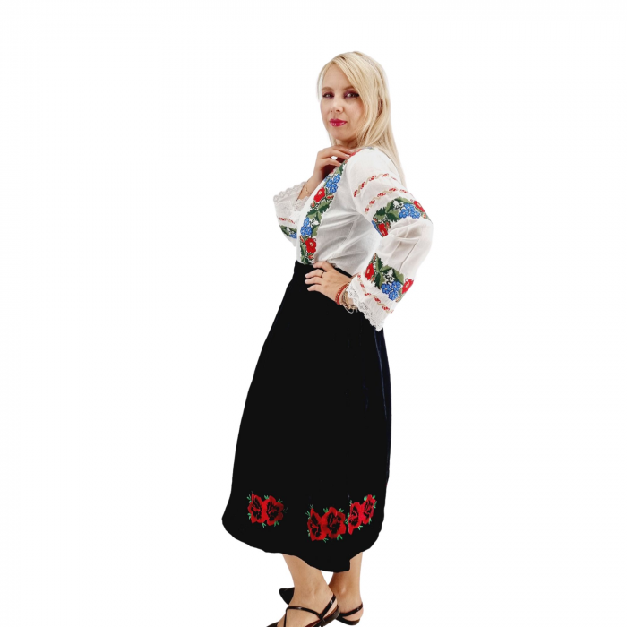 Fusta din catifea cu broderie Carmen [4]