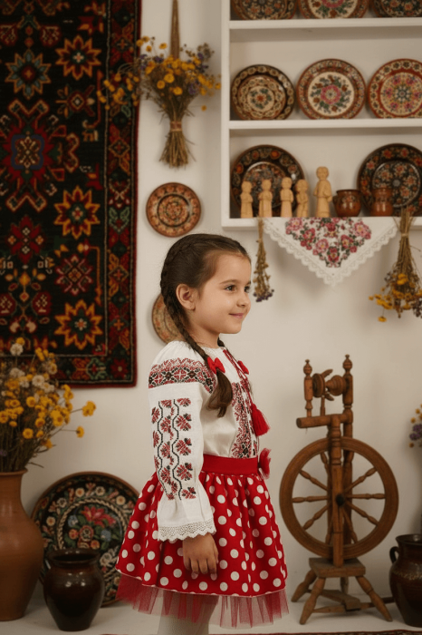 Fustita rosie cu Buline si tulle [2]