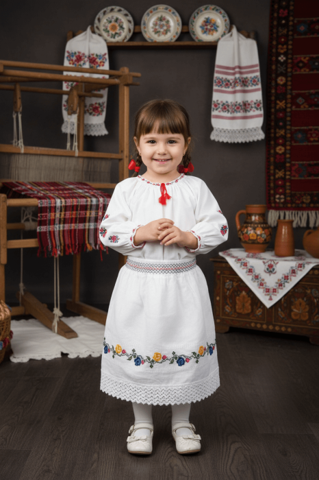 Fustita Traditionala Fetite Alba 4