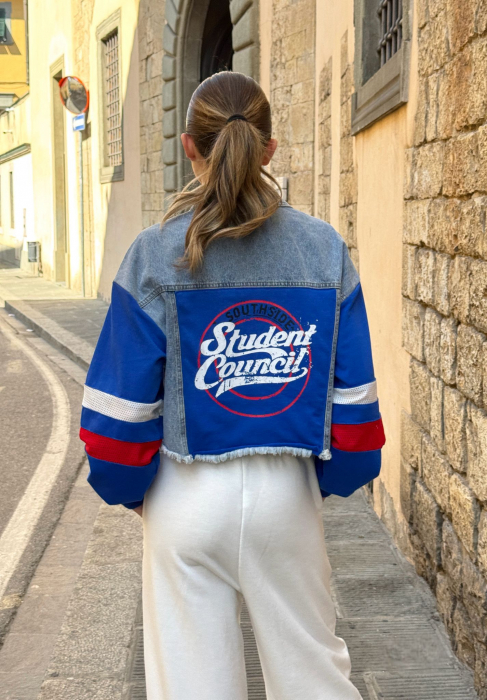 Jachetă Denim Cropped cu Mâneci Sport [2]