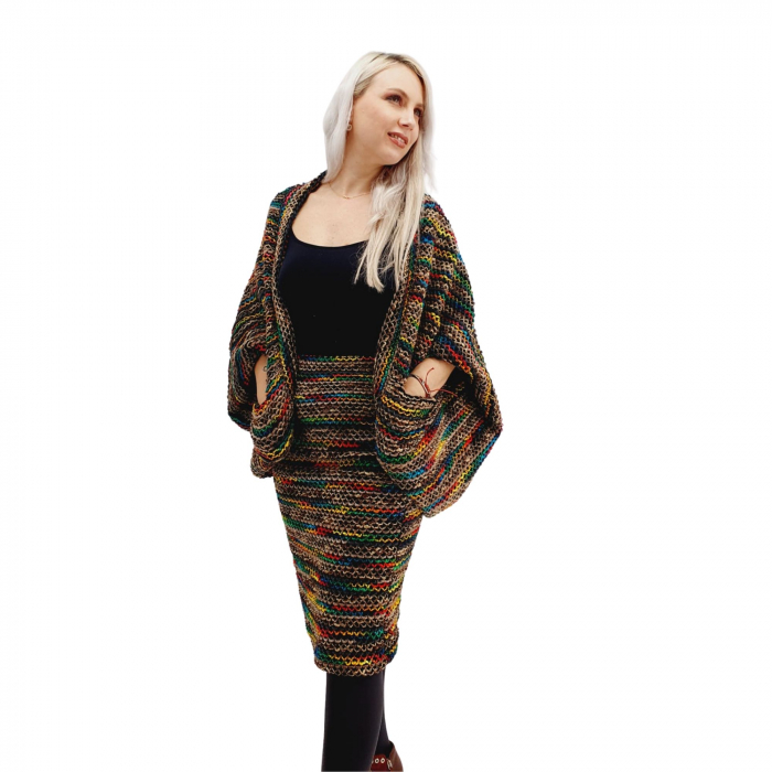 Jacheta dama multicolor din lana