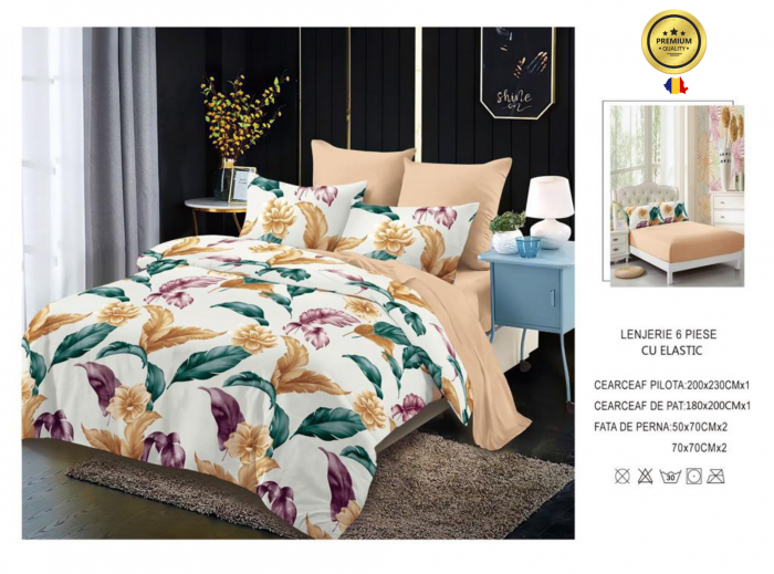 Poze Lenjerie De Pat Finet 6 Piese - Flowers