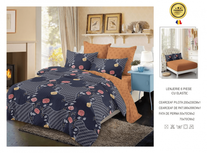 Poze Lenjerie De Pat Finet 6 Piese - Trandafiri