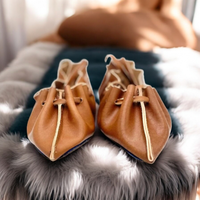 Opinci unisex din piele naturala maro [3]